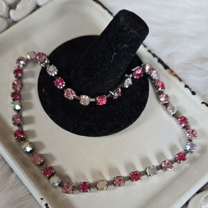 B-017-Elegant Anklet Pink and Silver Tone